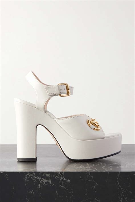 gucci baby horsebit-detailed leather sandals|Gucci black high heel sandals.